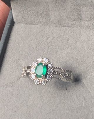 Anillo Plata Esmeralda Natural