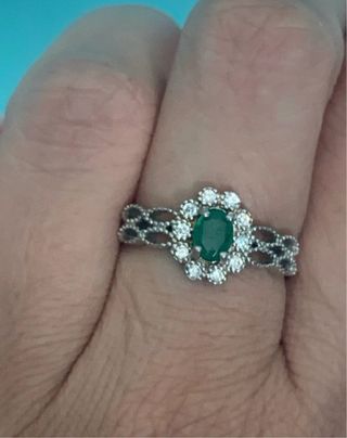 Anillo Plata Esmeralda Natural