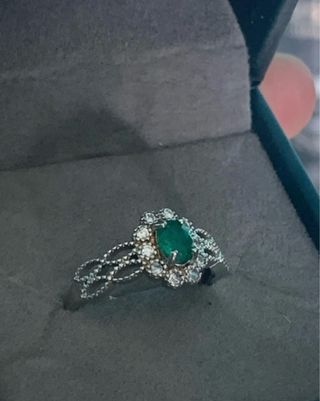 Anillo Plata Esmeralda Natural