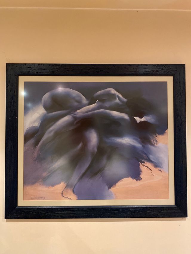 Cuadro abstracto figuras abrazadas