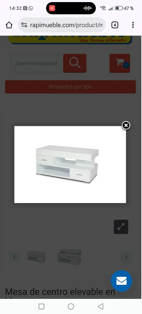 Mesa de centro elevable blanca