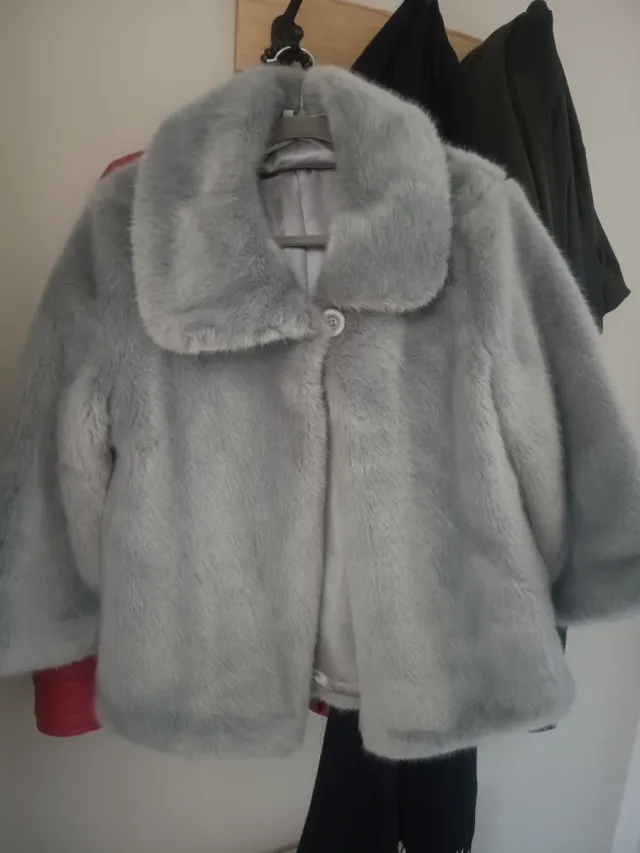 Chaqueta pelo corta mujer gris