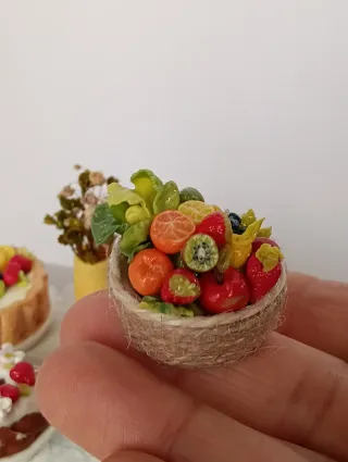 Mini Cesto Frutta Dollhouse/Presepe