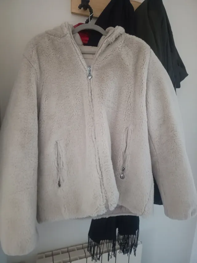 Cazadora reversible mujer beige