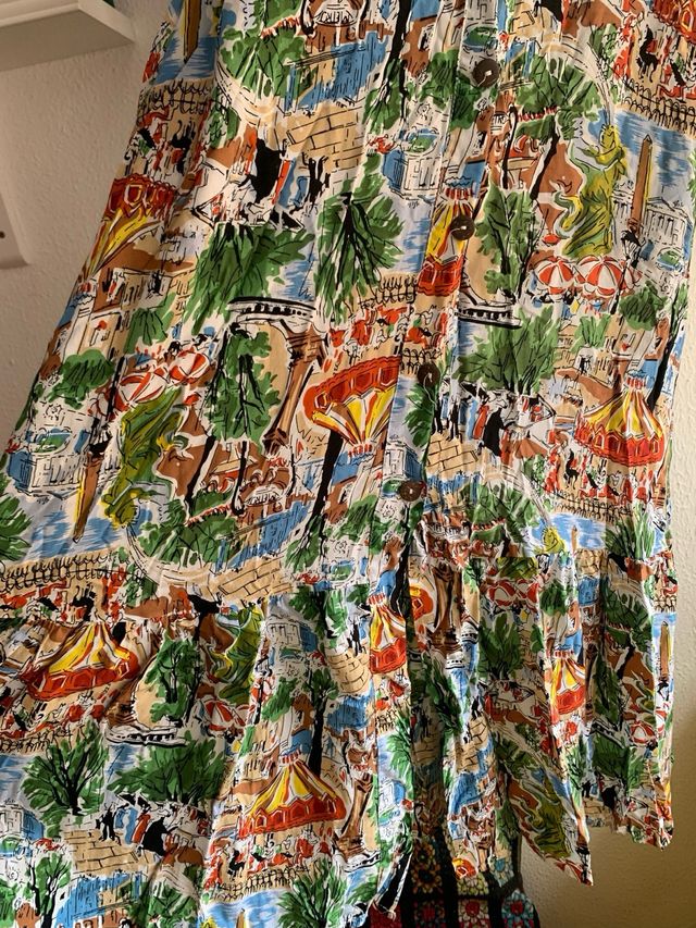 Vestido vintage Raoul Dufy multicolor