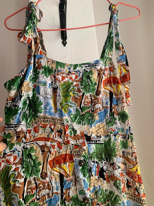 Vestido vintage Raoul Dufy multicolor