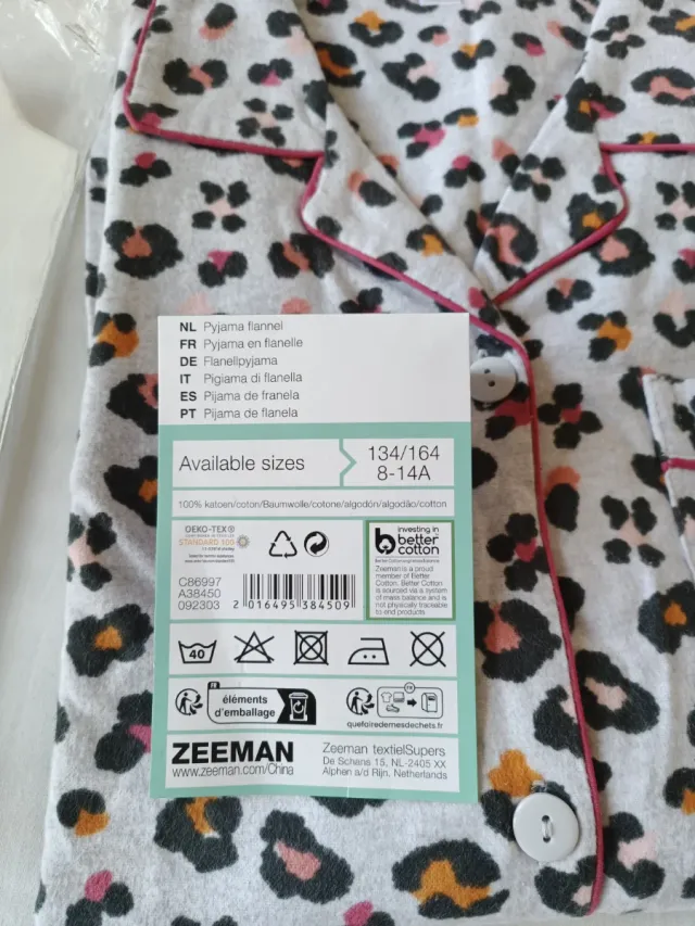 Pijama estampado leopardo talla 12-14 (nuevo)