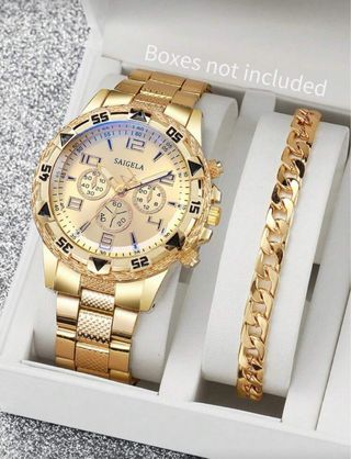 Reloj hombre Dorado con Pulsera