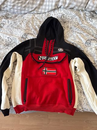 Sudadera Geographical Norway Roja y Negra