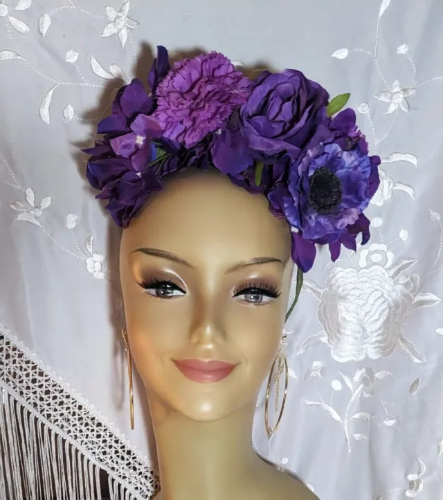 Ramillete Flamenco Artesano Morado y Dorado