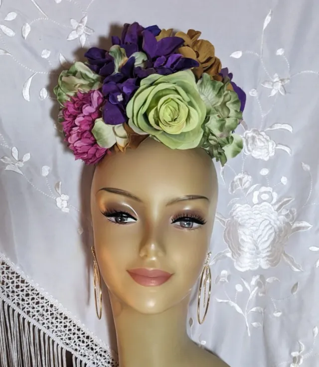 Ramillete Flamenco Artesano Morado y Dorado