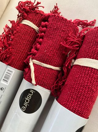 3 Tappeti rossi in cotone 50 x 80 cm