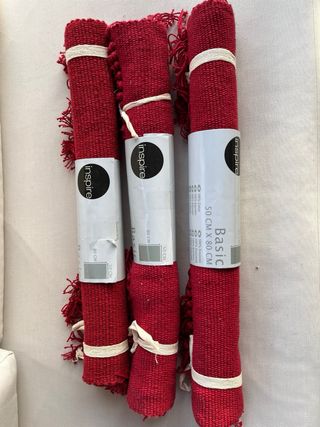 3 Tappeti rossi in cotone 50 x 80 cm