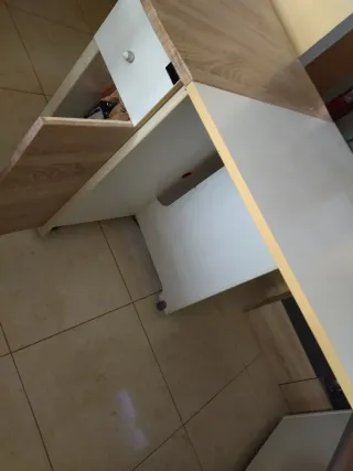 Mesa extensible madera y blanco