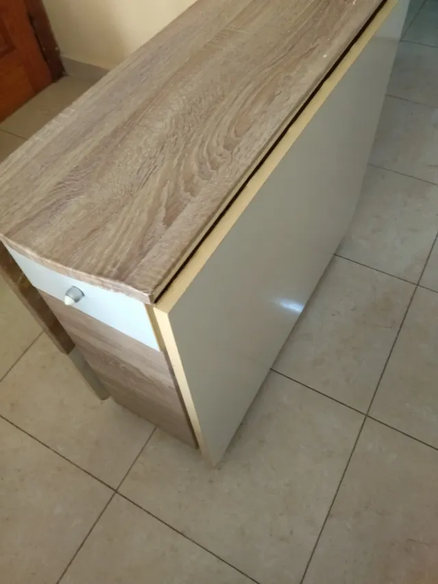 Mesa extensible madera y blanco