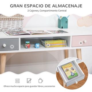 Escritorio Infantil Blanco con Cajones