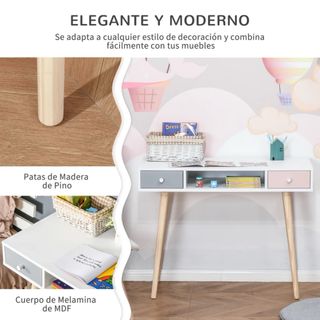Escritorio Infantil Blanco con Cajones