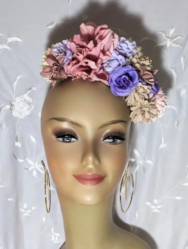 Ramillete Flamenca Artesano Morado y Amarillo