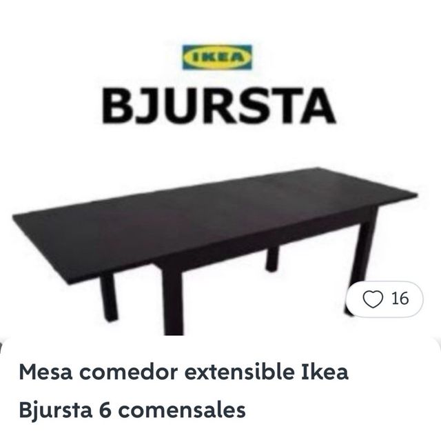 Mesa Comedor IKEA, con cristal, Negra Extensible