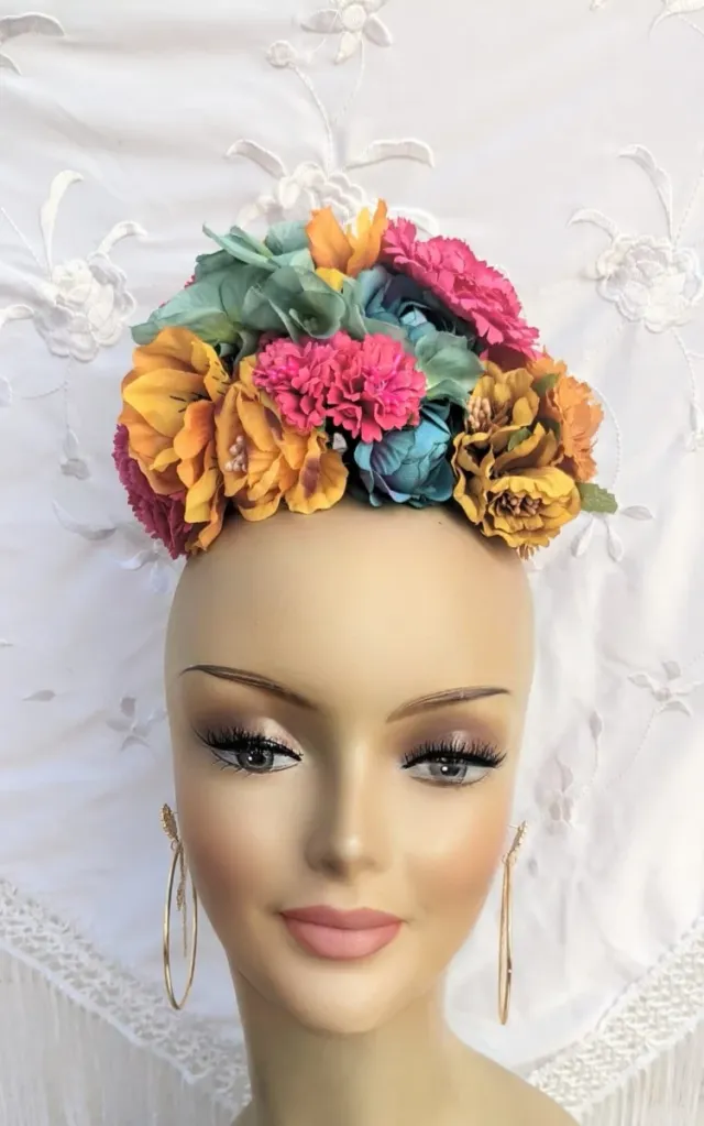 Ramillete Flamenca Artesano Morado y Amarillo