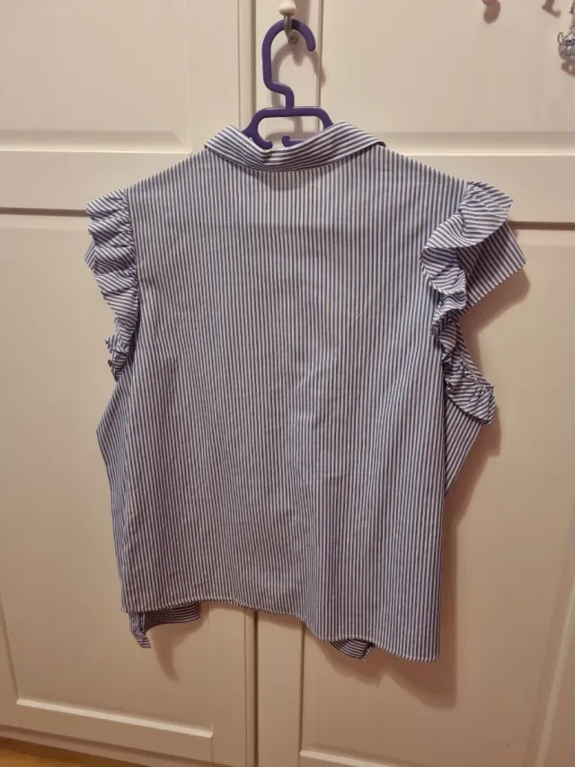 Camisa Zara niña rayas volantes hombros descubiert