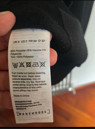 Maglione Warehouse nero con volant taglia XS