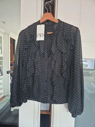 Camisa Zara lunares volantes fiesta