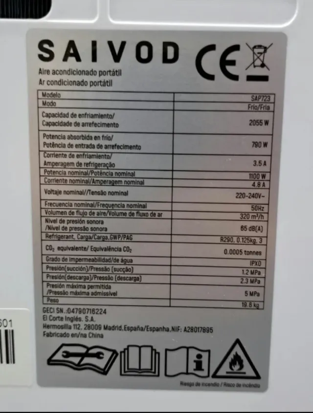 Aire Acondicionado Portátil Blanco