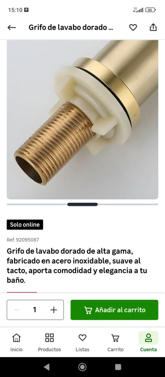 Grifo de lavabo acero inoxidable dorado