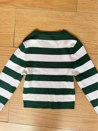 Camiseta Zara Rayas Verde y Blanca