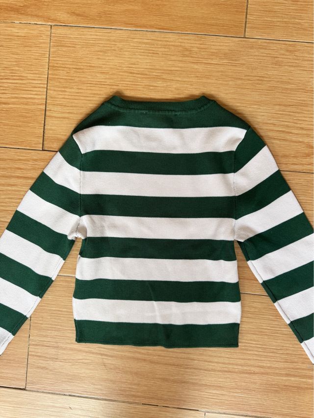 Camiseta Zara Rayas Verde y Blanca