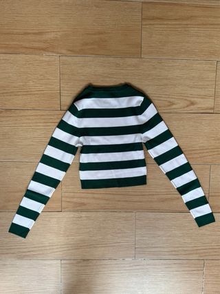 Camiseta Zara Rayas Verde y Blanca