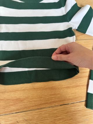 Camiseta Zara Rayas Verde y Blanca