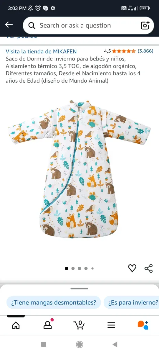 2 sacos dormir 18 meses-4 año, 100% algodón.