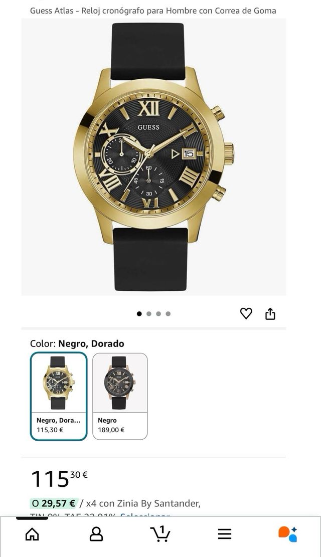 Reloj Guess Negro y Dorado