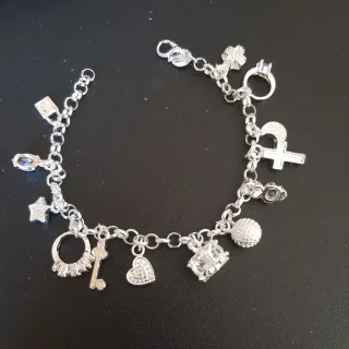 Bracciale donna argento con ciondoli assortiti