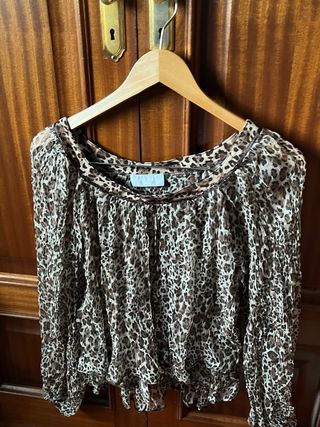 Camisa Animal Print Beige y Marrón