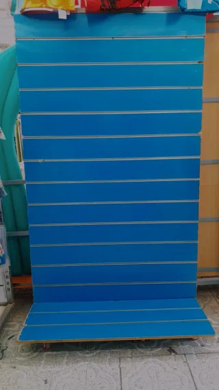 Gòndola Expositor azul con ruedas