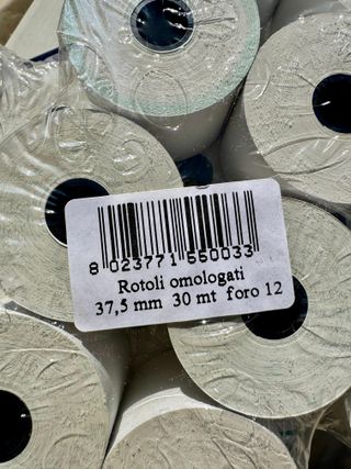 ROTOLO SCONTRINO CARTA 37.5 MM X 30 MT X 12MM