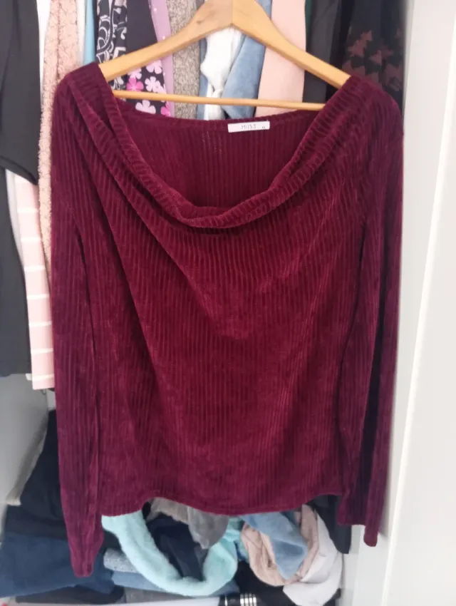 Camiseta manga larga cuello drapeado