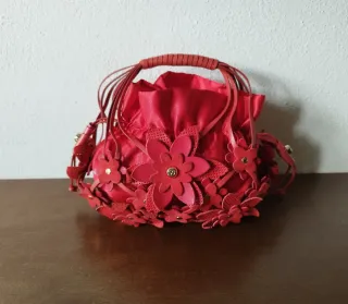 Borsetta Francesco Biasia pelle e raso rossa