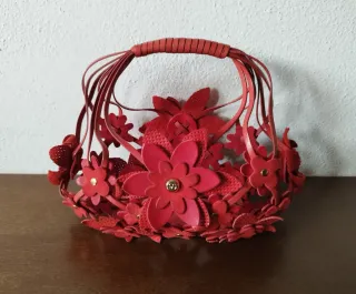 Borsetta Francesco Biasia pelle e raso rossa