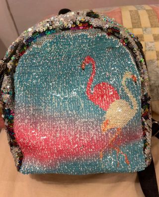 Mochila lentejuelas flamencos