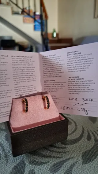 Aretes de Oro Rosa con Diamantes Negros