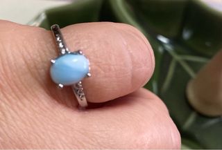 Anillo Zamak y Piedra Larimar. Ajustable