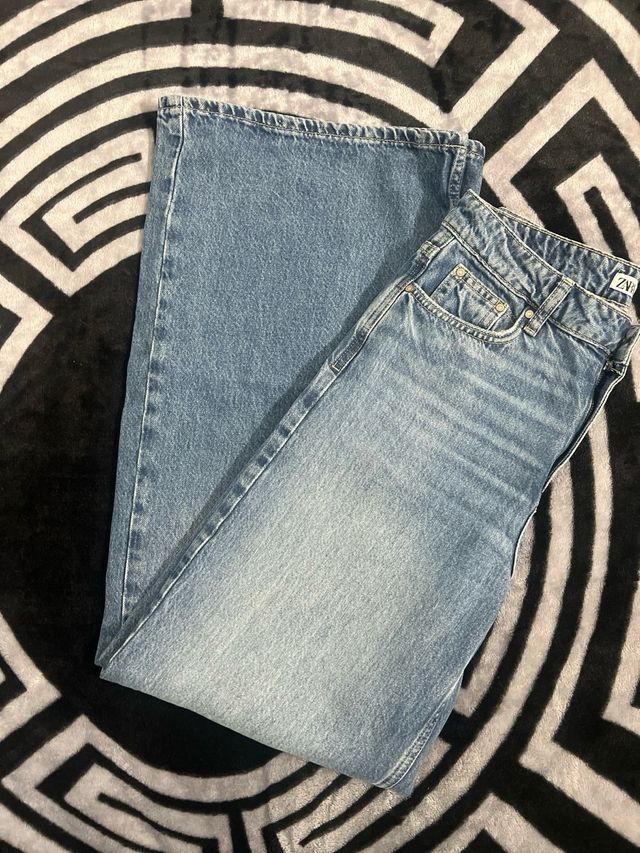 Vaqueros Zara Anchos Azules