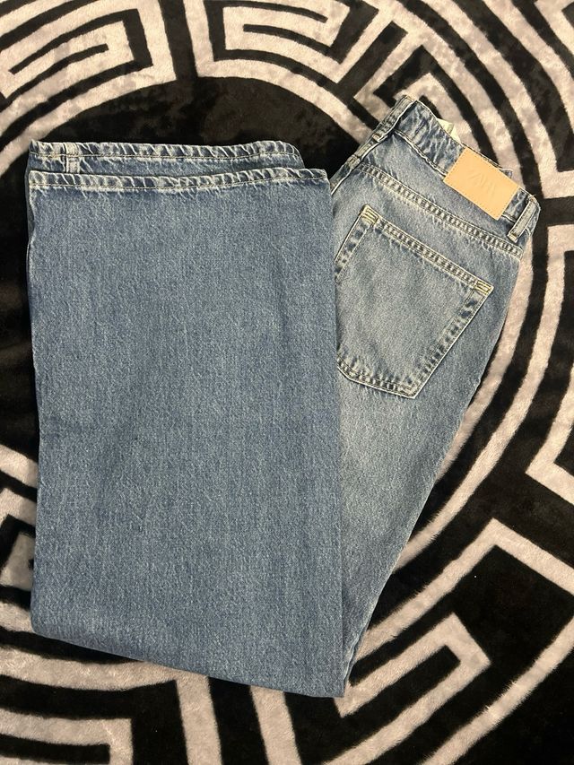 Vaqueros Zara Anchos Azules