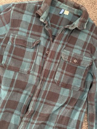 Camisa de Franela H&M Cuadros Verde Azulado