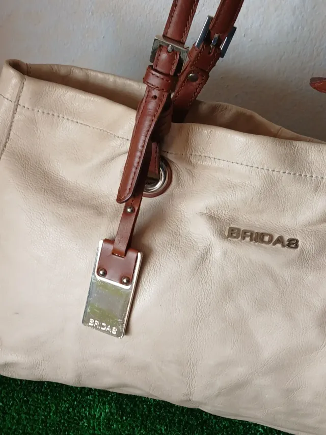 Bolso Bridas Piel Beige Marrón
