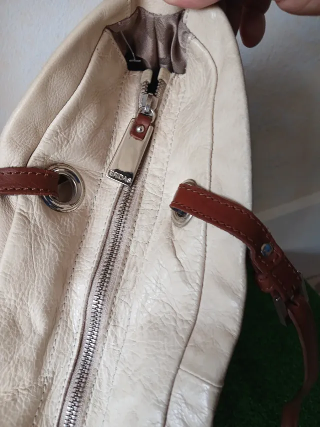 Bolso Bridas Piel Beige Marrón